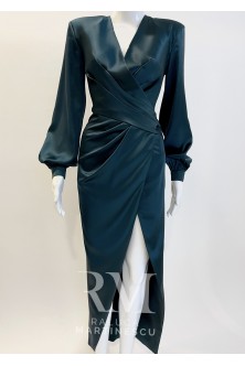 Rochie din French Satin Dark Green